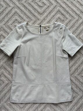 J. Crew Ivory Leather and cotton top
